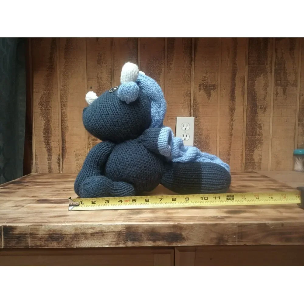 Hand Crochet Blue Dragon Stuffed Animal Plush Toy Amigurumi Homemade‎ 12